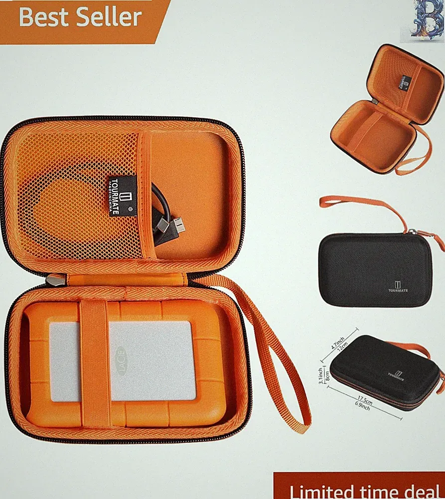 Shock-Proof Hard Travel Case for LaCie Rugged Mini External HDD - Stylish Design
